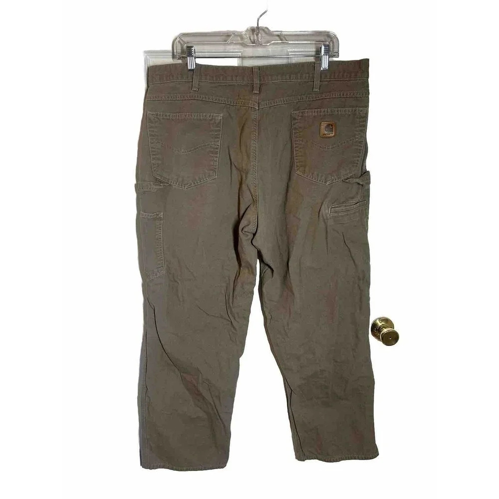 Carhartt Mens Carpenter Jeans Brown Denim Loose Fit Pockets Cotton 40x32